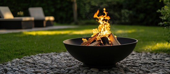Backyard relaxation with a modern fire pit ambiance and comfortable chairs