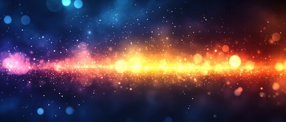 Fototapeta premium Ethereal cosmic dust and starlight shimmering across a vast nebula in a mesmerizing celestial panorama of vibrant colors and galactic wonder