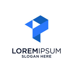 Abstract Blue Geometric Logo Design