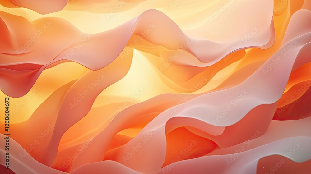 Poster Surrealist art abstract background concept. Vibrant flowing fabric waves creating an abstract visual of motion and color.