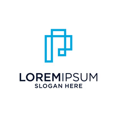 Abstract Blue Geometric Logo Design