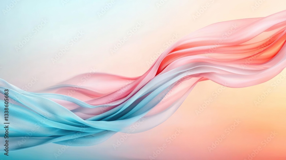 Poster Negative space design abstract background concept. Flowing waves of colored fabric create a soothing, abstract background.