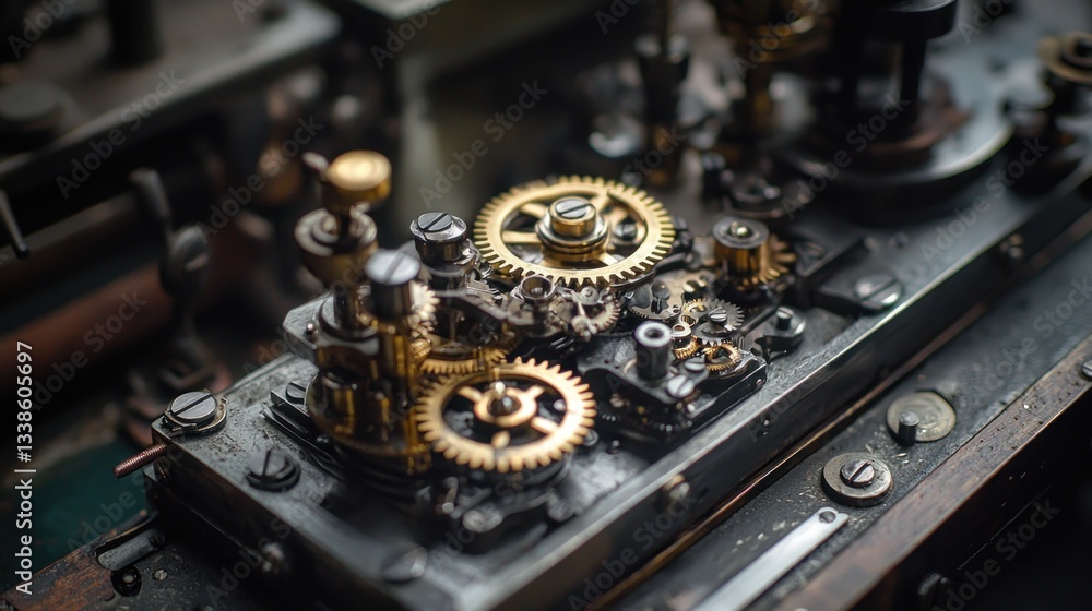 Poster close up view of intricate mechanical watch components