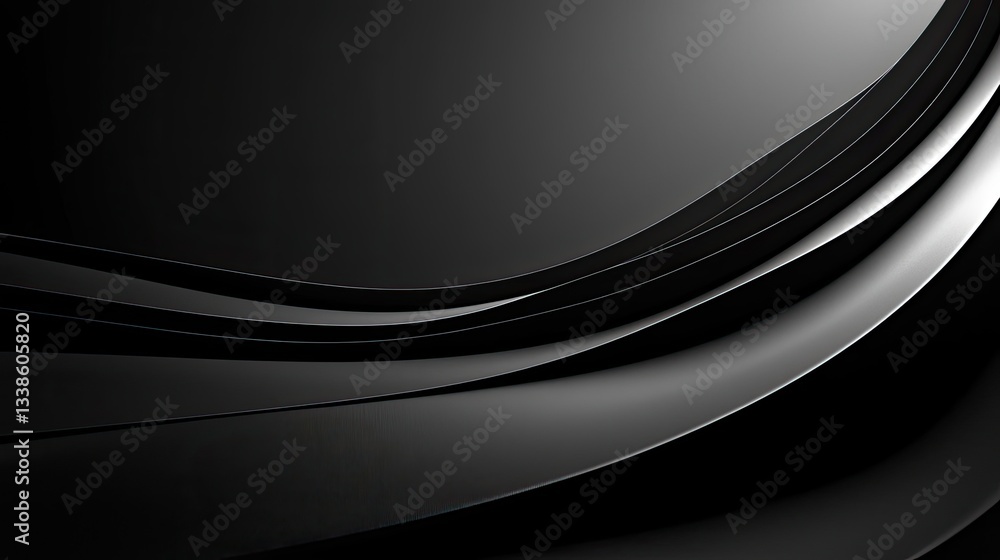 Aufkleber Negative space design abstract background concept. Elegant black background with smooth flowing curves for design and creativity.