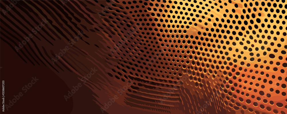 Aufkleber abstract halftone pattern with brown and gold gradient waves.