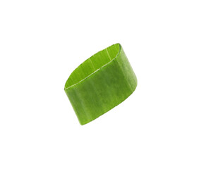 Slice of fresh green onion isolated on white