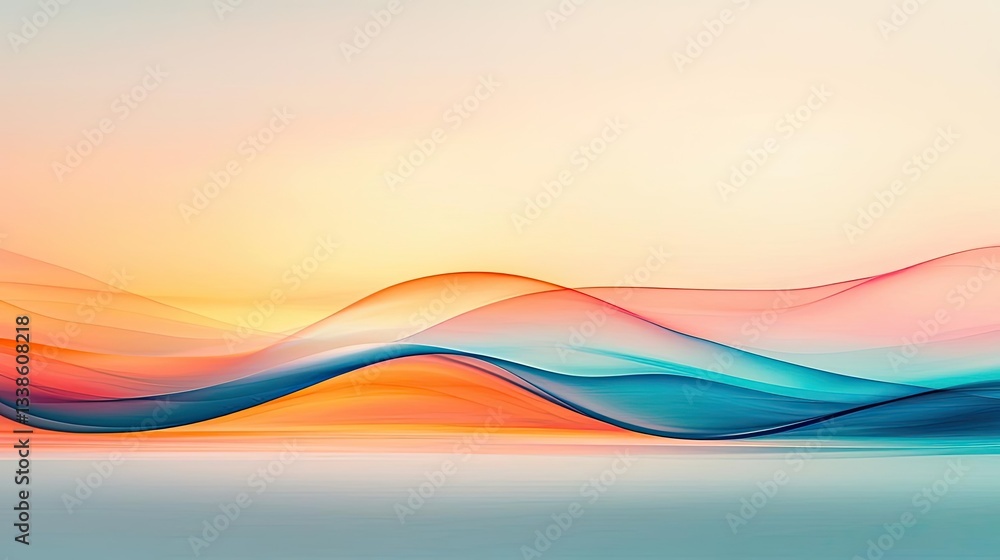 Aufkleber Negative space design abstract background concept. Abstract waves of color create a serene atmosphere, perfect for modern design projects.