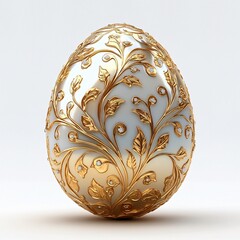 Elegant golden egg with intricate floral designs, perfect for Easter celebrations, luxury branding, or upscale decor.