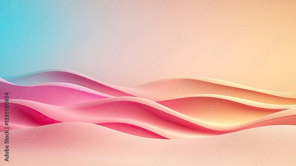 Poster Surrealist art abstract background concept. Colorful abstract waves creating a serene and modern background for various uses.