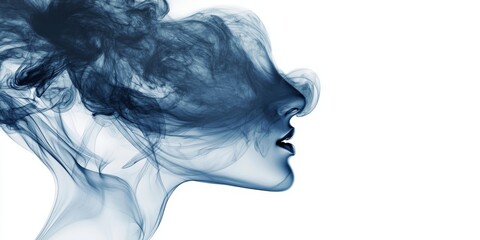 Fototapeta premium Abstract Blue Smoke Formation, Dynamic and Flowing, Minimalist Art with Subtle Light and Shadow