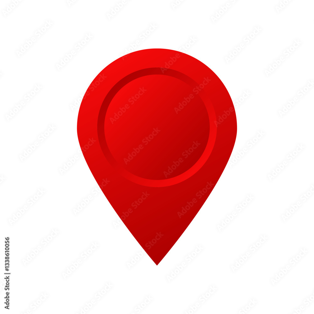 Poster a simple red location pin icon, commonly used in digital maps for navigation and place markers.