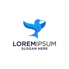 Abstract Blue Gradient Bird Logo Design