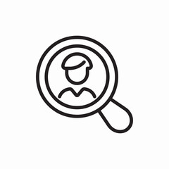 Magnifying glass person search icon vector sign