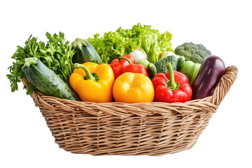 basket with vegetables on transparent background