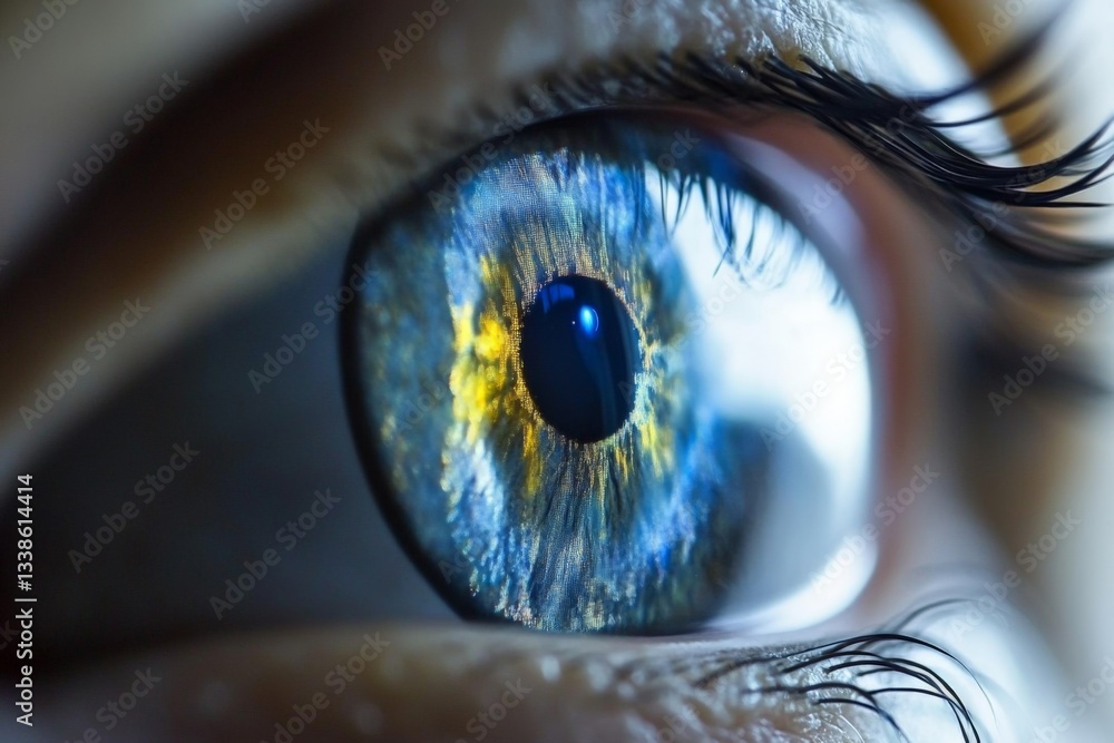 Aufkleber detailed close-up view of a human eye highlighting vibrant colors and intricate patterns in the iris