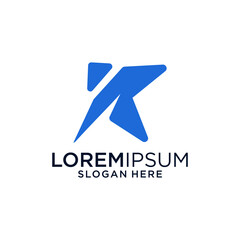 Abstract Blue Letter K Logo Design