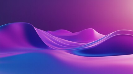 Purple and Blue Gradient Background with Fluid Waves and Hills for Banner Design