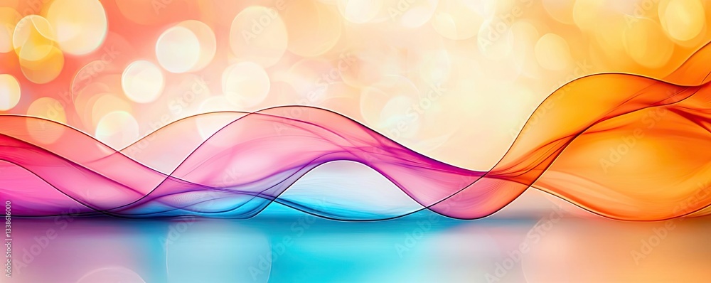Poster Negative space design abstract background concept. Vibrant abstract waves in orange, pink, and blue create a captivating visual background.