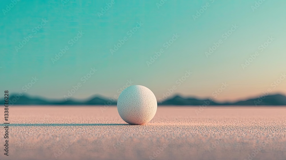Aufkleber Surrealist art abstract background concept. A solitary white egg resting on a soft surface under a serene sky.