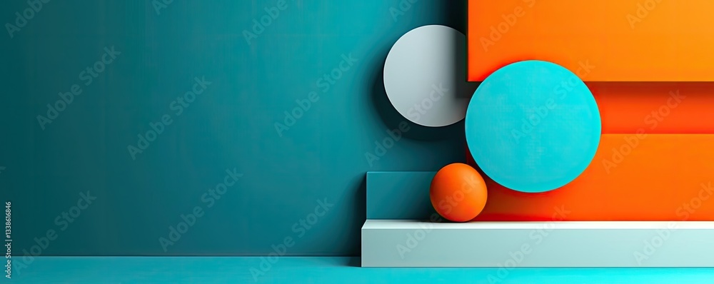 Poster Negative space design abstract background concept. Abstract geometric shapes in vibrant colors creating a modern design aesthetic.