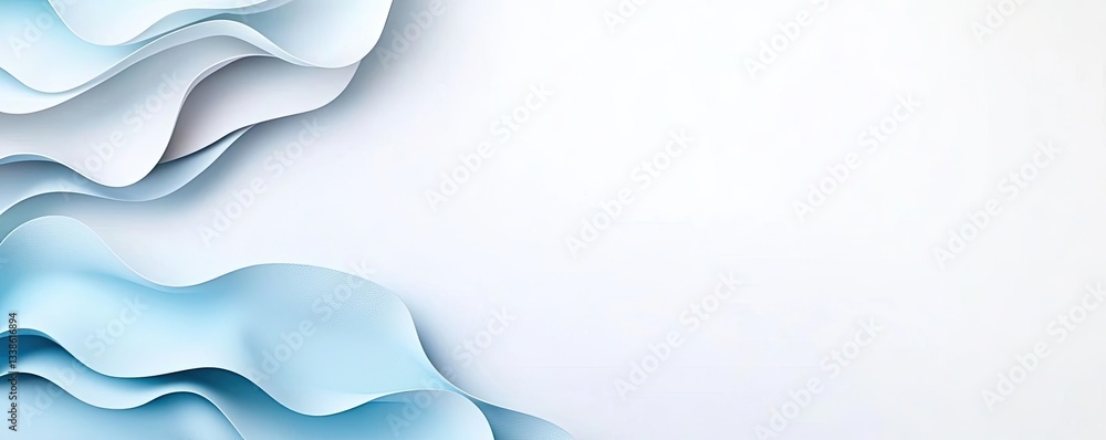 Poster negative space design abstract background concept. abstract wavy shapes in soft blue tones on a clea