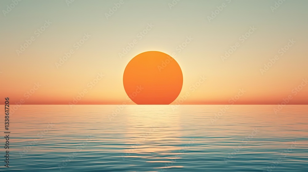 Poster negative space design abstract background concept. a serene sunset over the ocean, casting warm colo