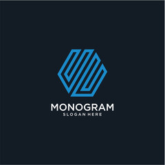 Abstract Blue Monogram Logo Design