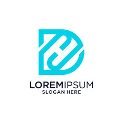 Abstract Blue Monogram Logo DH