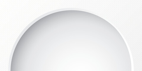 White wood free uncoated paper rough textured background with blank 3D semicircle frame paper cut style graphic illustration.