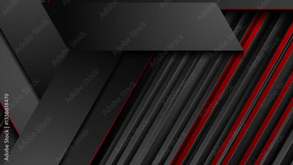 Aufkleber black and red minimal paper stripes technology abstract background. seamless looping concept geometr