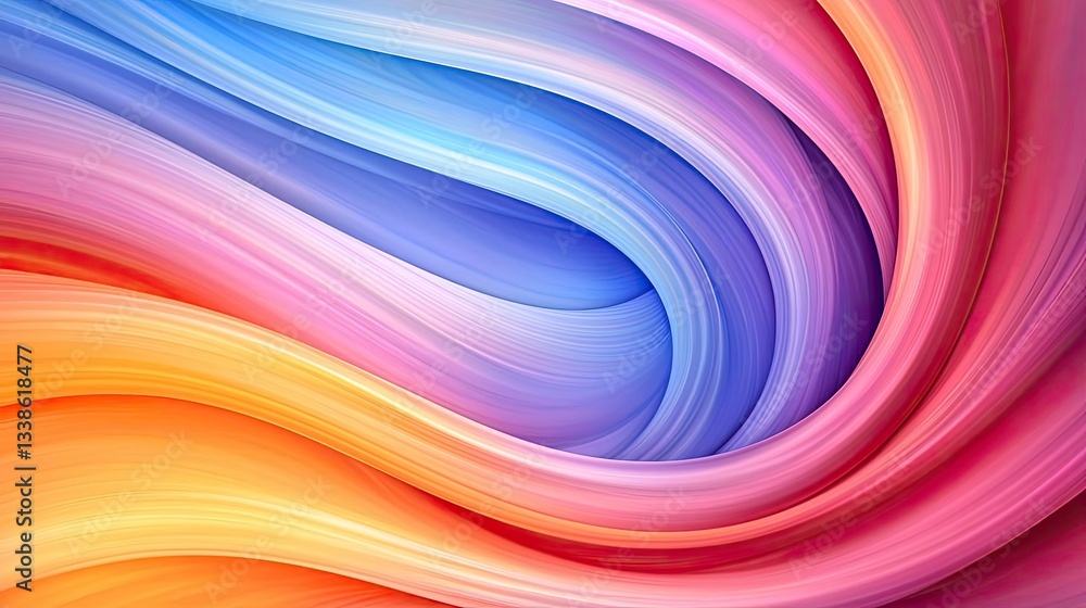 Poster Sunset landscape abstract background idea. Vibrant abstract wave patterns in rainbow colors for creative designs and backgrounds.