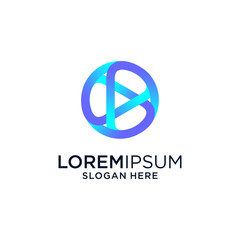 Abstract Blue Purple Gradient Logo Design