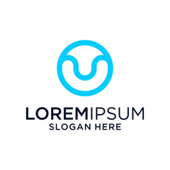 Abstract Blue Wave Circle Logo Design