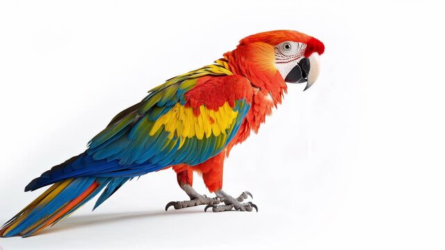 parrot studio video, parrot on white background, close-up