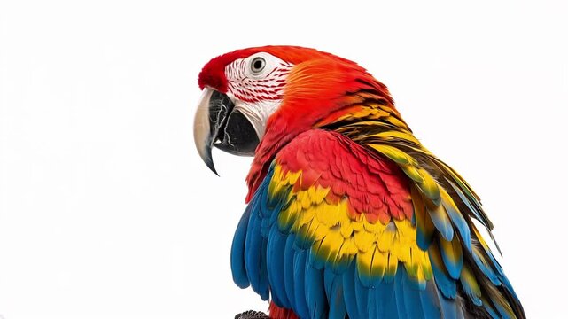 parrot close-up studio video, parrot on white background