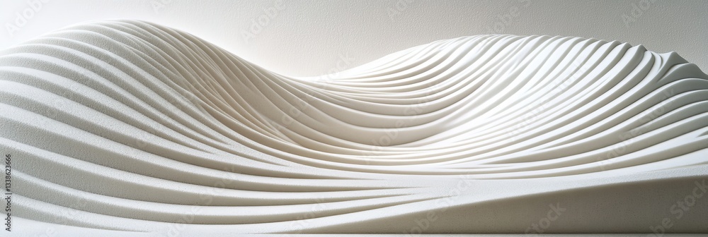 Poster abstract white wave pattern, minimalist background with smooth lines, modern design element