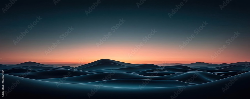 Poster surrealist art abstract background concept. serene twilight over rolling hills creates a tranquil an