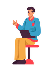 A Young Man is Actively Engaged in His Laptop Work, Focusing on Various Tasks and Projects