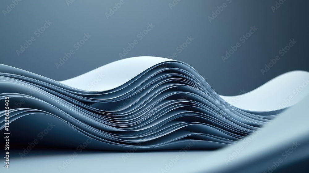Aufkleber Negative space design abstract background concept. Abstract representation of layered paper waves creating a serene visual experience.