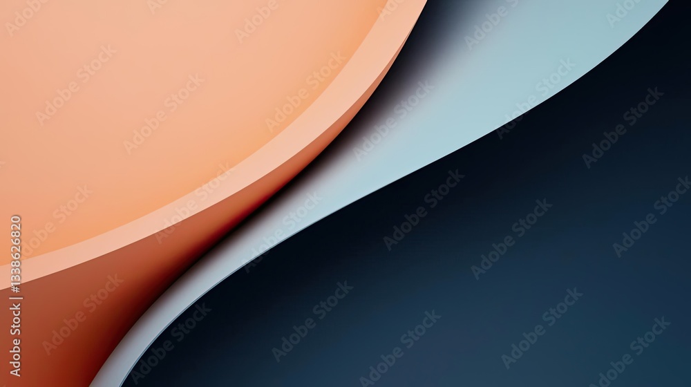 Poster Negative space design abstract background concept. Abstract design featuring smooth curves and harmonious color transitions.