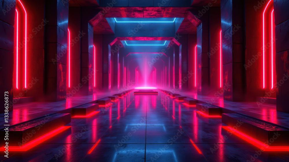 Aufkleber futuristic data center with illuminated cyber security elements.