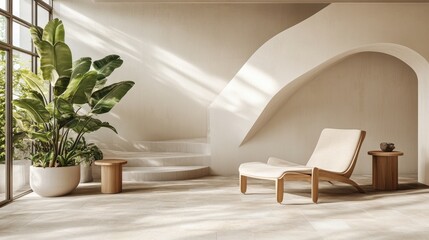 Fototapeta premium Sunlit Modern Interior Lounge Chair.