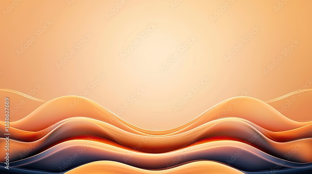 Aufkleber Negative space design abstract background concept. Abstract waves in warm colors create a serene and modern background for creative projects.