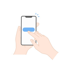 手に持ったスマホでボタンを操作するベクターアイコン (線画・フラット)