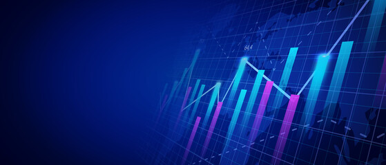 Blue stock market chart showing upward trend. Financial graph with rising, stock market graphs Dynamic Financial Growth Chart Displaying Positive Trends.