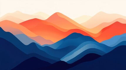 Sunset Mountain Range Illustration.
