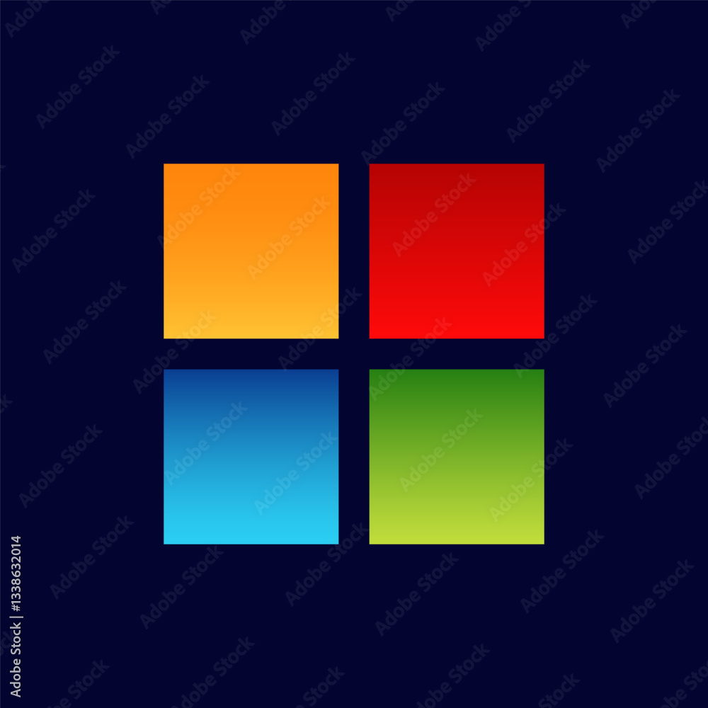 Poster four squares in a grid, each a different color, reflecting light and forming a square pattern.