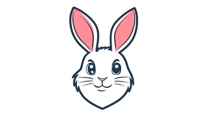 Cartoon rabbit head, simple design, friendly expression, digital art, for kids, educational, Easter, greeting card
