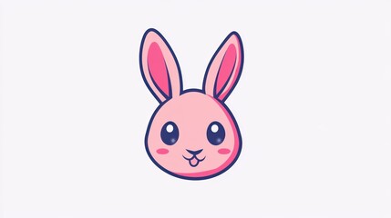 Cute cartoon rabbit head illustration, adorable, simple, graphic design, for kids, social media, web, print