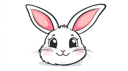 Fototapeta premium Cute cartoon rabbit face, adorable, kid's illustration